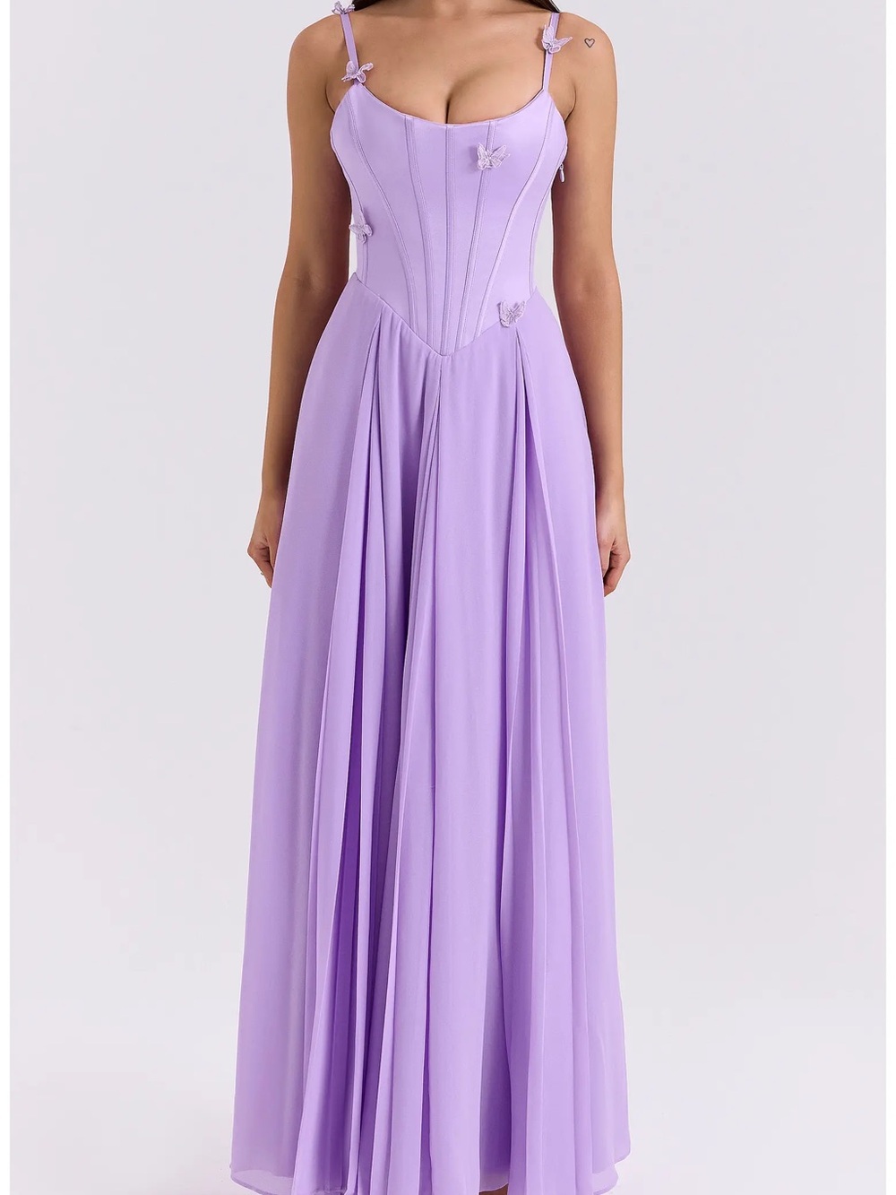 House of CB Lilac Butterfly-Detail Corset Maxi Dress